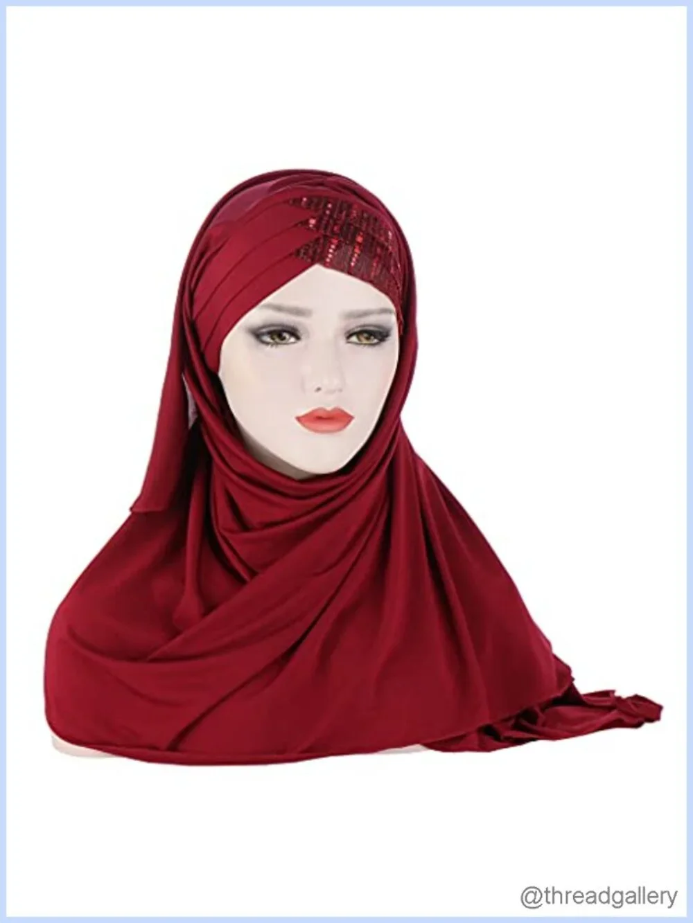 Sequin Glitter Cross Muslim Hijab Scarf Turban Head Wrap 2 Pack